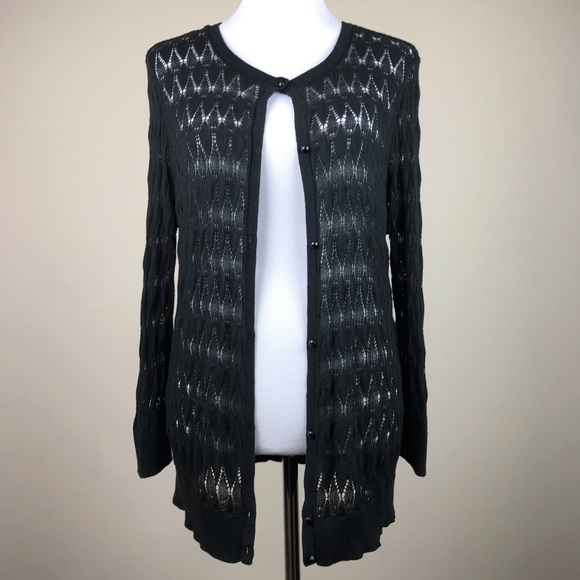 LOFT Sweaters - LOFT Black Cardigan Open Knit Cardigan Sweater